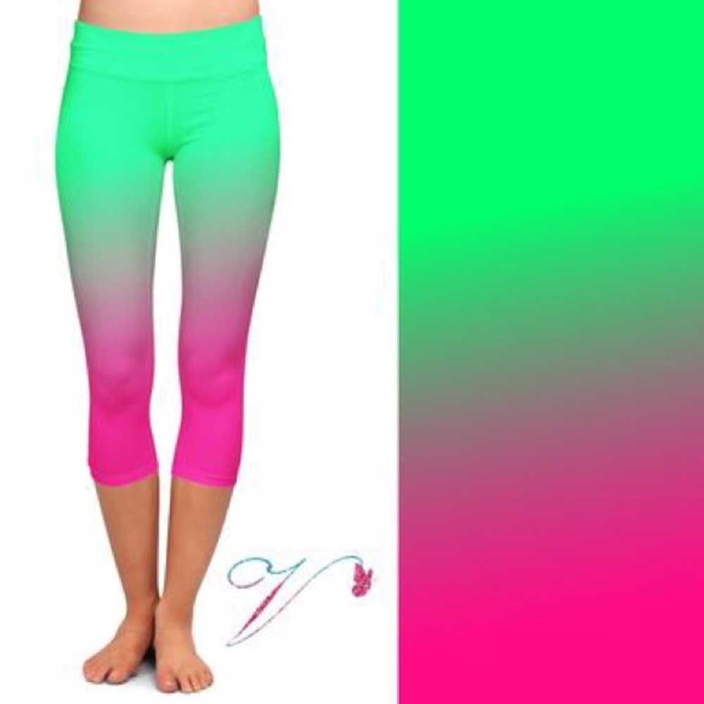 Pink/Green ombré Capri leggings